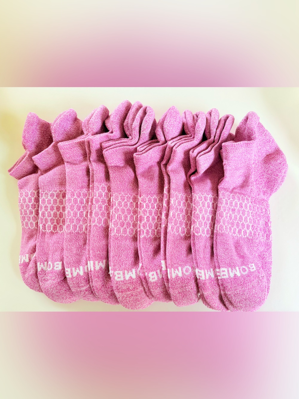 Bombas 10 Pack Pink Cushioned Ankle Socks Size M